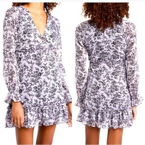 Likely Amber V-neck Floral-print Mini Dress In Violetblack size 4